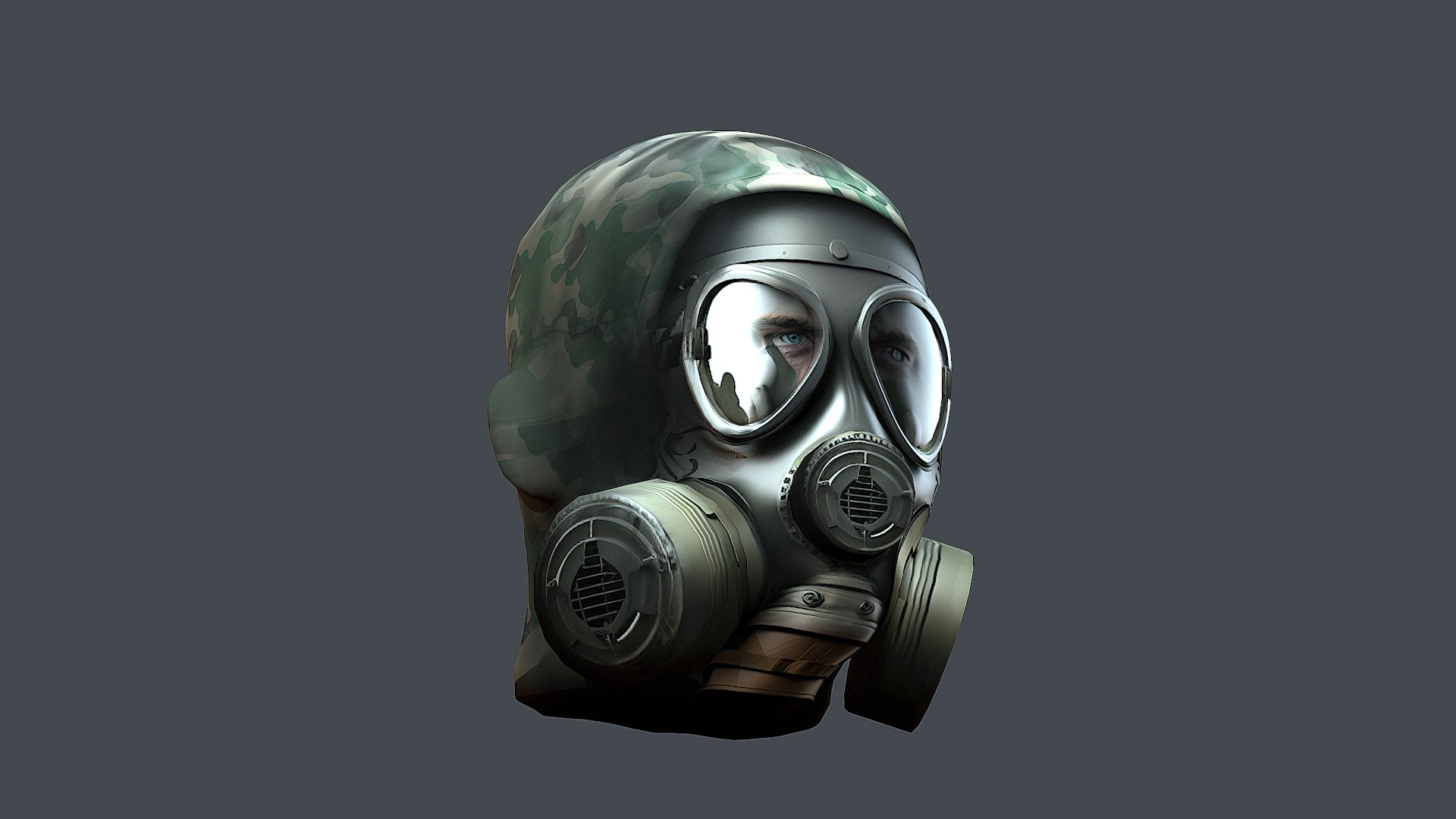 3D Model Gas Mask Helmet Military Combat Fantasy Cyborg Space ...