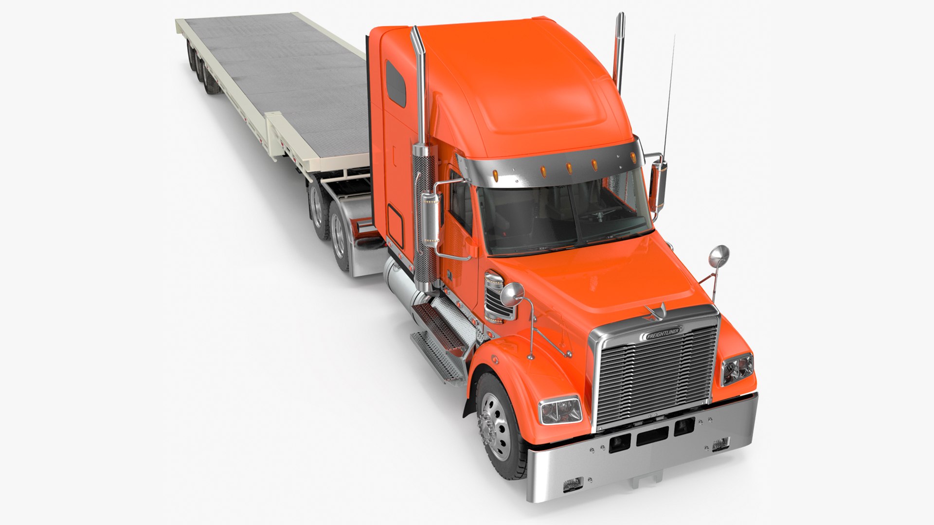 Freightliner Truck With Extendable Trailer Rigged 3D model preview