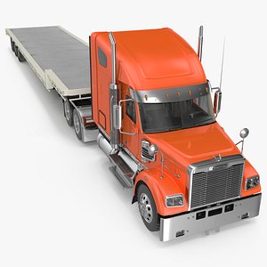 Freightliner Truck With Extendable Trailer Rigged 3D model