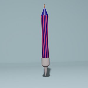 3D candle-blue-purple