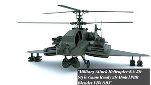 Military Attack Helicopter KA 50 Style Game Ready 3D Model PBR Blender FBX OBJ