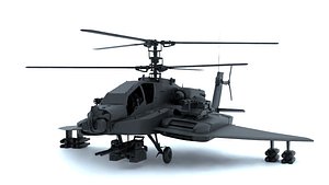 Military Attack Helicopter KA 50 Style Game Ready 3D Model PBR Blender FBX OBJ