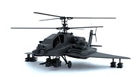 Military Attack Helicopter KA 50 Style Game Ready 3D Model PBR Blender FBX OBJ