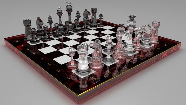 3d glass chess board