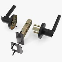 Passage Door Lock with Handle Black