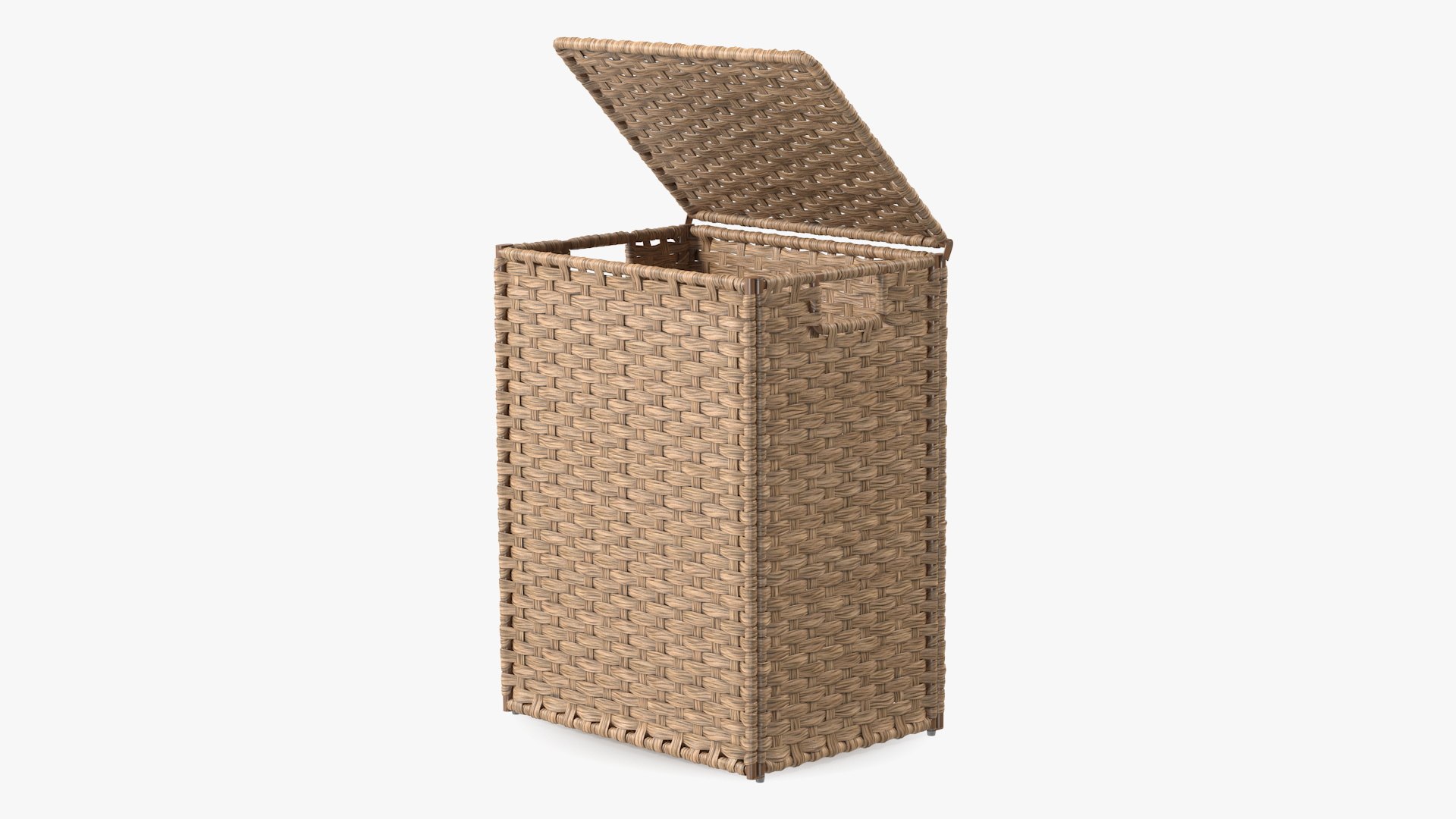 Wicker Laundry Basket Beige 3D model preview