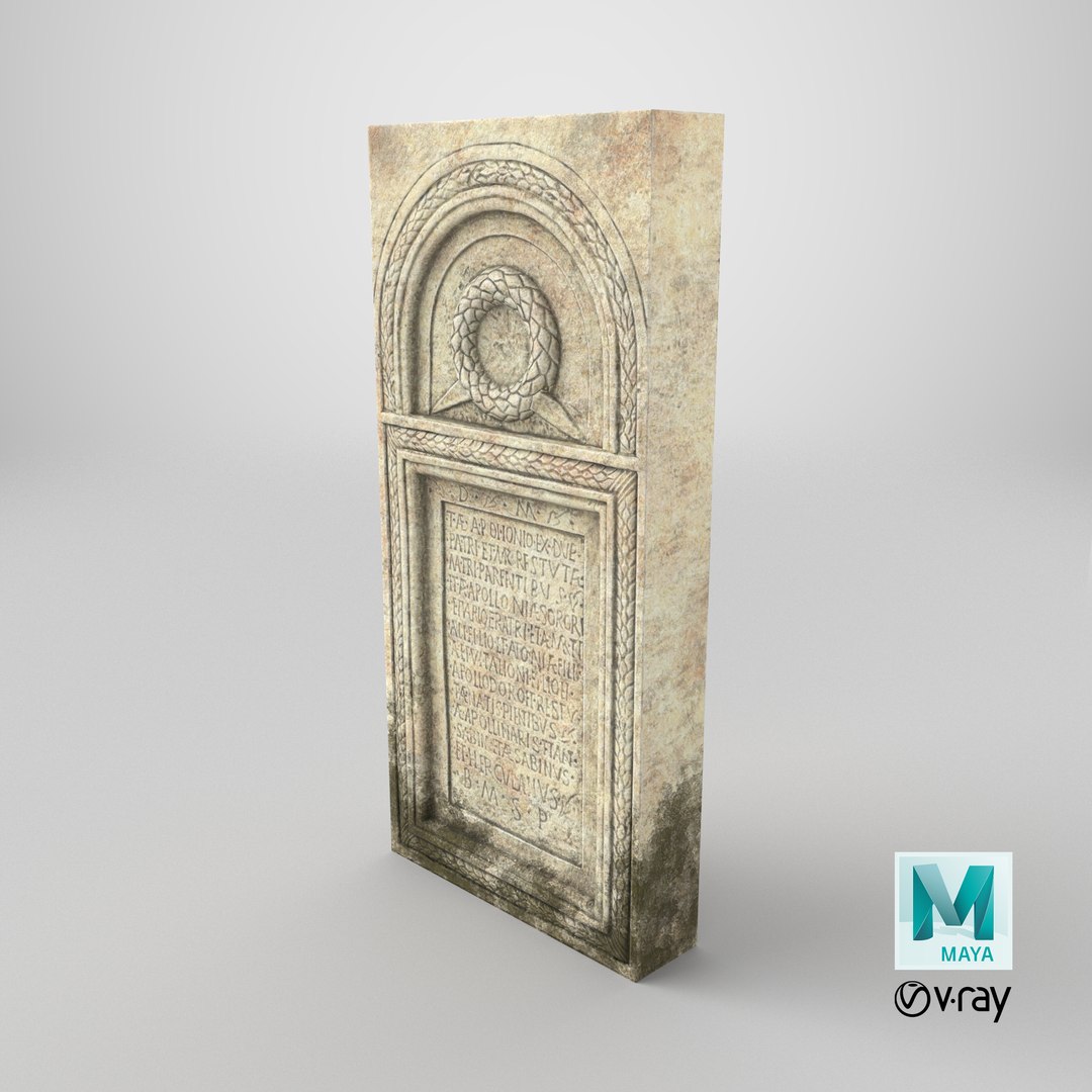 3D Roman Tombstone Epitaph 01 https://p.turbosquid.com/ts-thumb/cv/zH9QCg/nh/stemcell_maya_vray_render/png/1712757885/1920x1080/fit_q87/582445cb5dbeced3d23aa3d44258f97266729c2a/stemcell_maya_vray_render.jpg