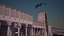 Falcon animated flying in Traditional heritage building desert