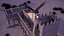 Falcon animated flying in Traditional heritage building desert