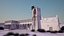 Falcon animated flying in Traditional heritage building desert
