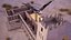 Falcon animated flying in Traditional heritage building desert