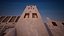 Falcon animated flying in Traditional heritage building desert