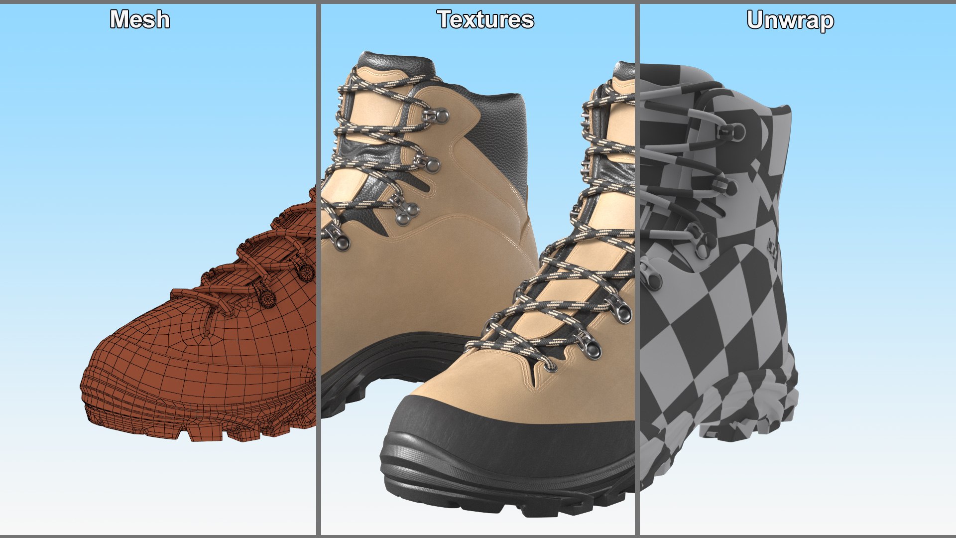 3D Model Boots For Hiking Beige - TurboSquid 2284123