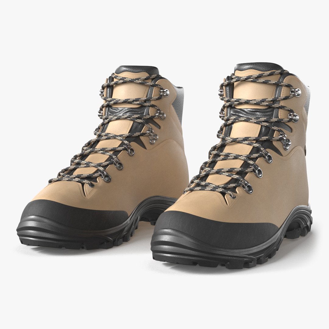 Boots for Hiking Beige 3D model preview
