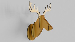 Puzzle Deer Head Stylized Wall Decor 3D model
