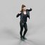 3d model girl shiny black outfit