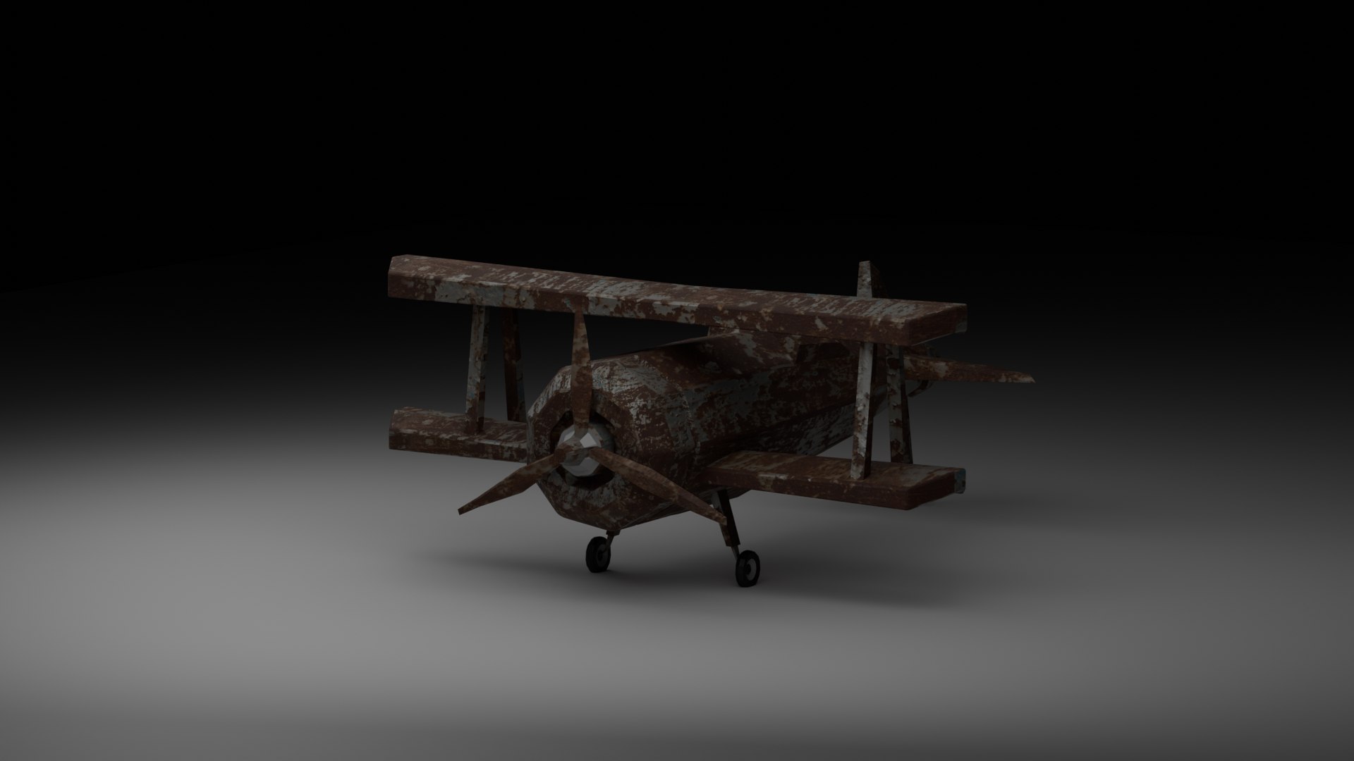 3D Rusty Vintage Biplane - Low-Poly 3D Model For Games Animation ...
