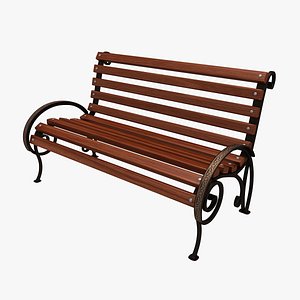 3d model forged park bench 1 wood