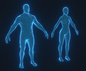 Human Hologram Male and Female 3D Model