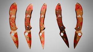 Knife 9 Brown Bramble FT With Blood 3D model