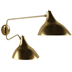 3D AERIN CHARLTON MEDIUM DOUBLE WALL LIGHT IN HAND-RUBBED ANTIQUE BRASS model