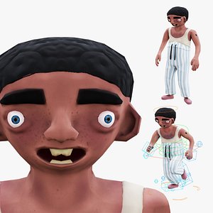 3D Bob - Rigged Animated Looney Character Low-poly model