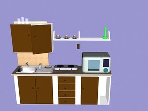 kitchen glasses spoon 3d 3ds