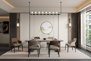 New Chinese Style Dining Room model