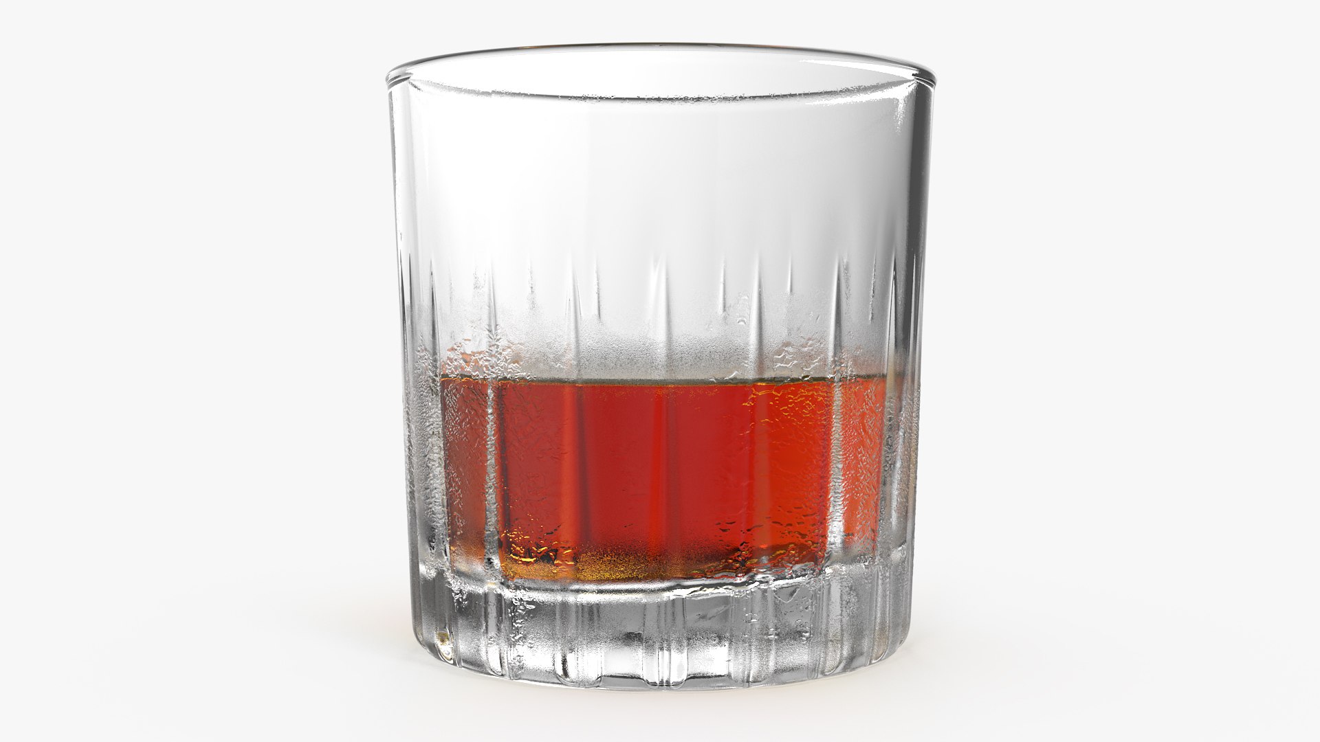 European Crystal Misted Rocks Glass With Whiskey 3D model preview