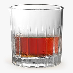 European Crystal Misted Rocks Glass With Whiskey 3D model