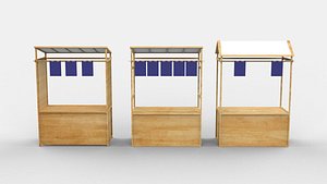 3D model wooden food stands 3D model