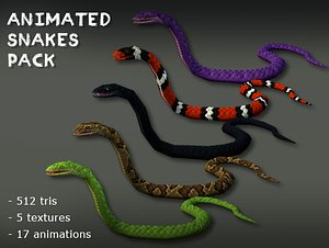 3d model snakes pack animations