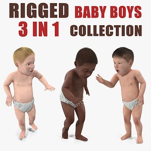 3D small baby boys rigged