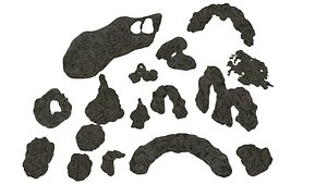 3D Cave tunnel and rocks mossy mountain PBR 8K Blundle KIT