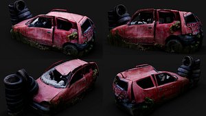 abandoned car forest wreck photogrammetry 3D model