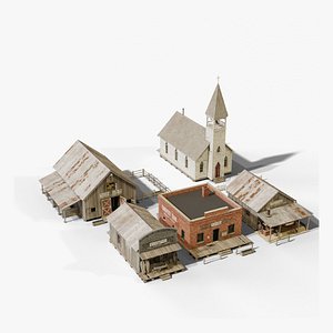 Wild West Law and Trades Bundle - 5 Old West Buildings PBR