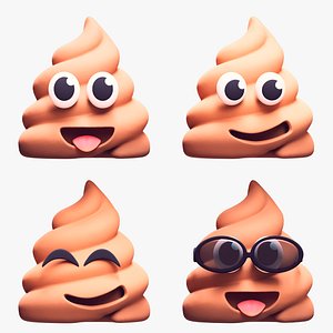 3D Smiling Faces Poop Emoji Collection