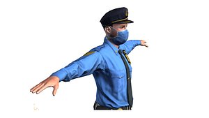 3D model Police with mask