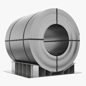 Steel Coil on Shipping Pallet 3D model