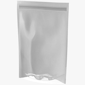 3D Zipper White Paper Bag with Transparent Front 300 g Mockup model