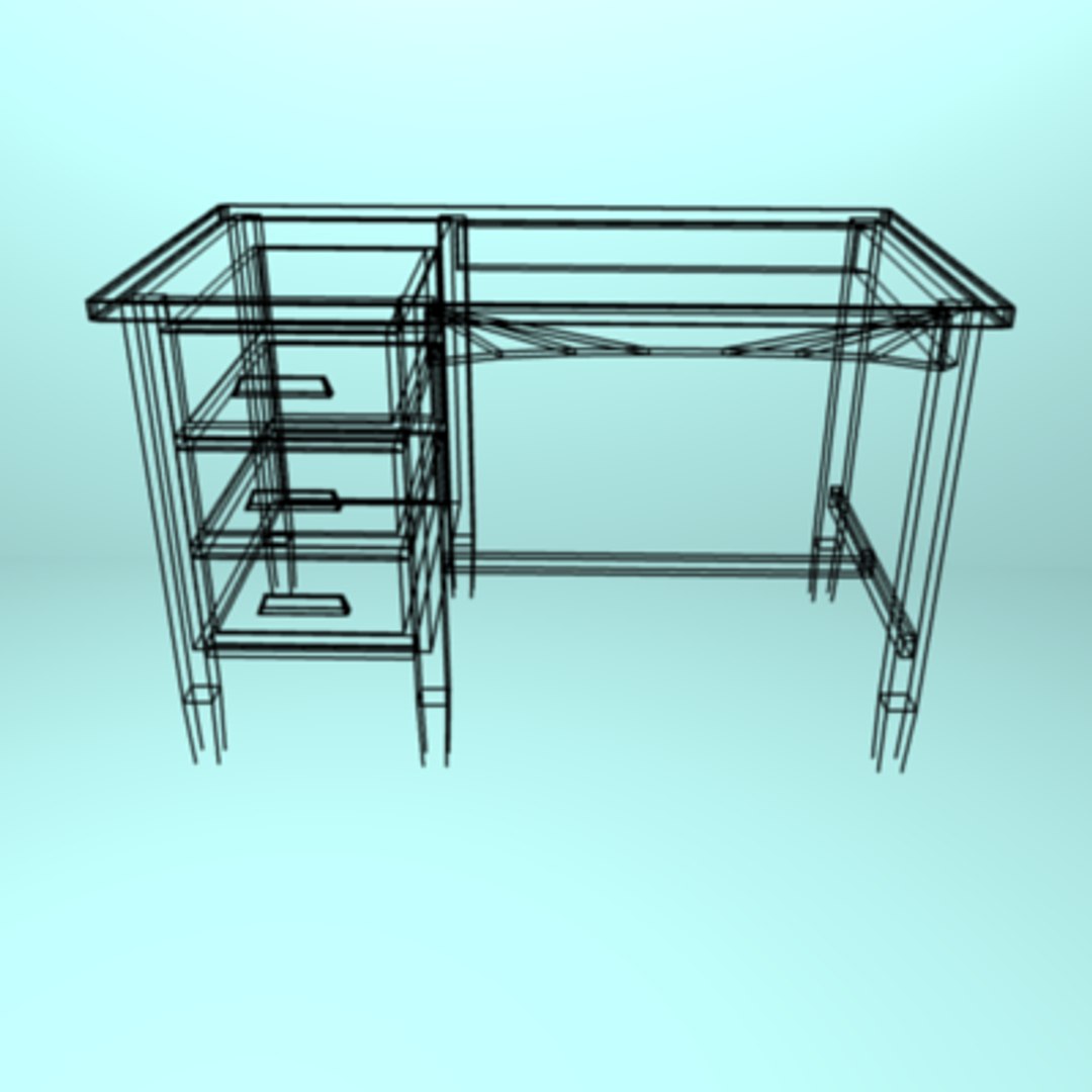 3d model light cherry desk