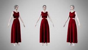 Dress 31 Crimson Velvet 3D model