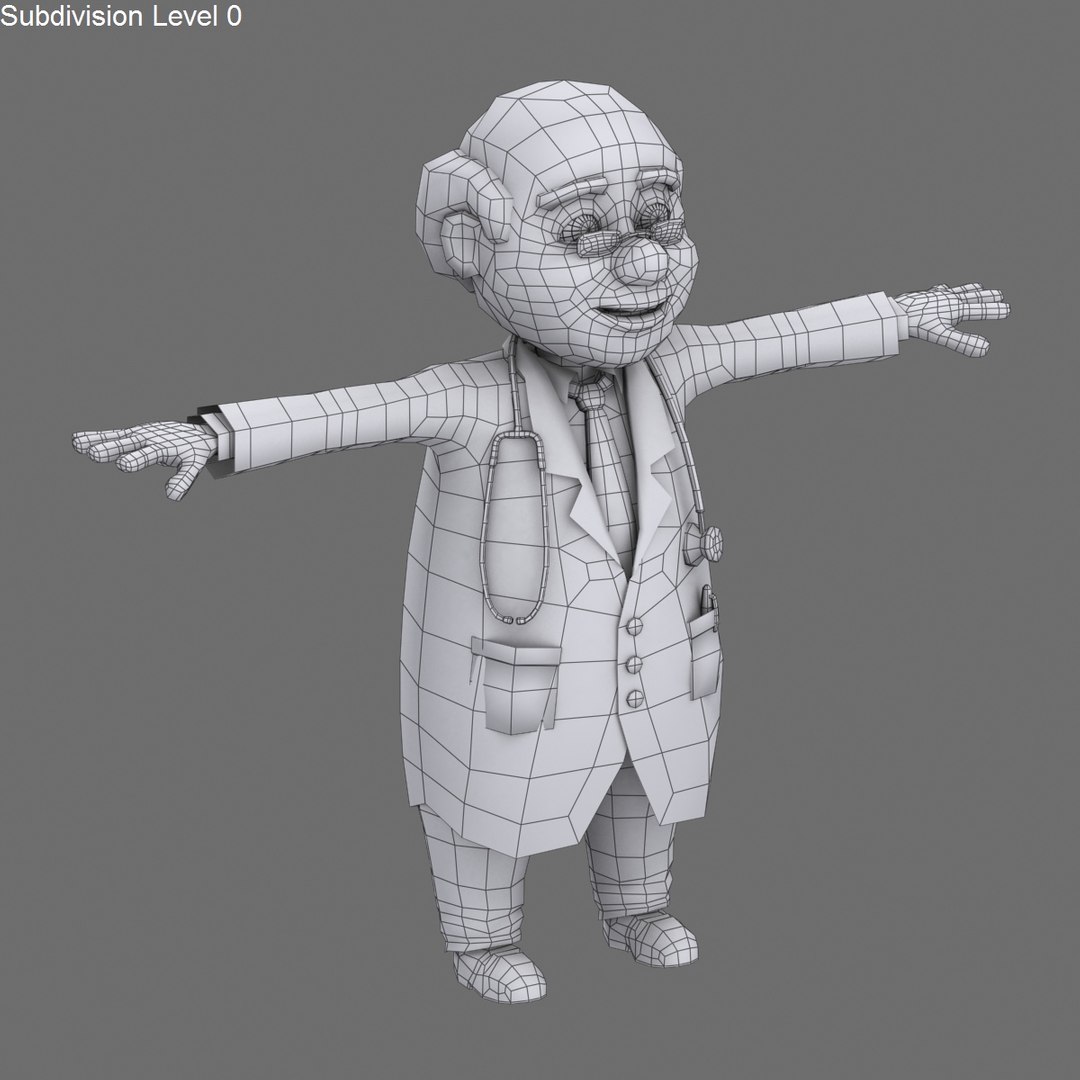 Cartoon Doctor Old Man 3d Max