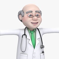 Cartoon Old Man Doctor