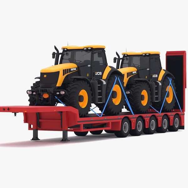 Lowboy Trailer with JCB Fastrac 8310 3D model