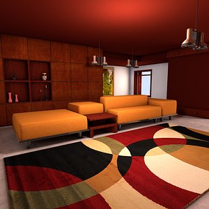 c4d living modern lounge room