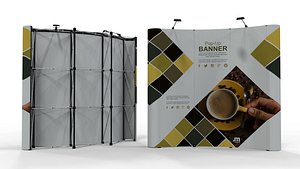 Pop-Up Banner Display - Curved - 3 Sections 3D