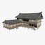 Maisons aux toits de tuiles dans l'architecture asiatique ancienne