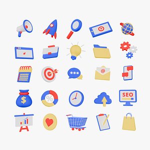 3D model 3D Digital Marketing Icon Pack