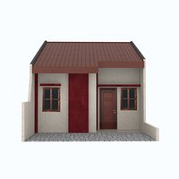 Simple Indonesian Subsidized House - Low Poly Realistic Exterior